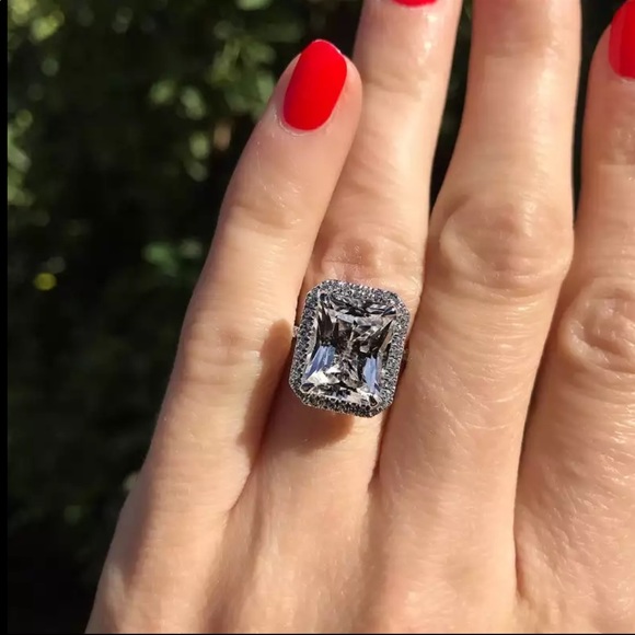 New Luxury 925 Silver Sapphire Square Cut Ring - Picture 2 of 6